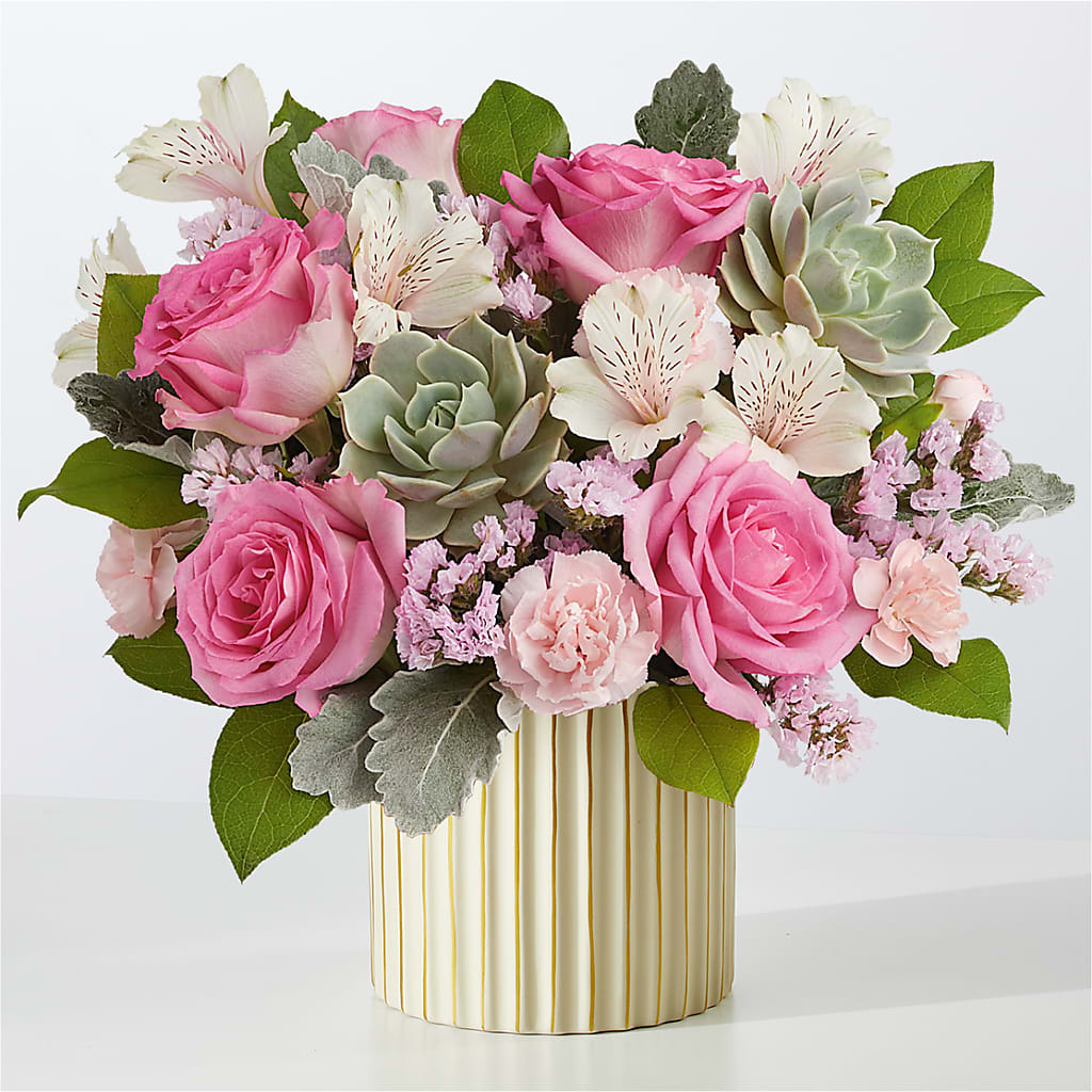 Dusty Rose Bouquet with Ivory Vase – MAGGIE'S FLORIST AND GIFTS, Decatur AL