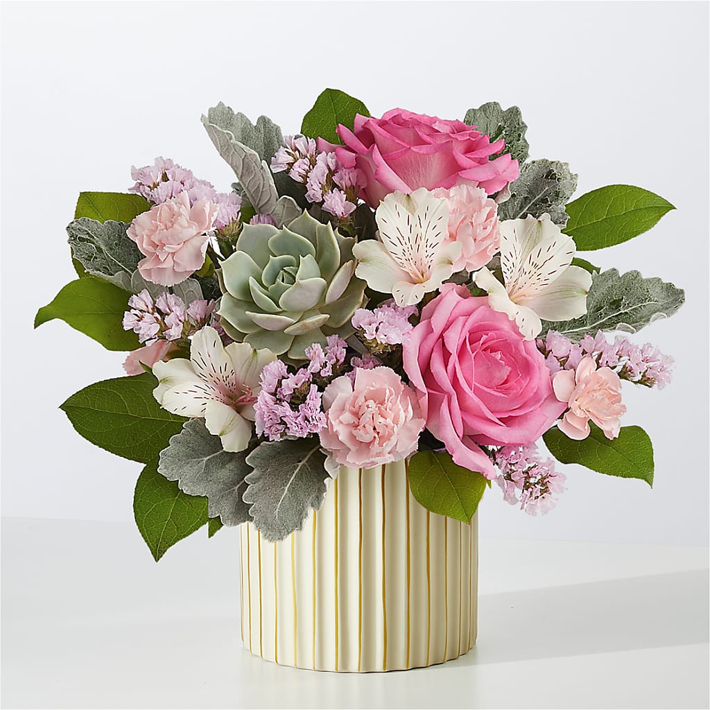Dusty Rose Bouquet with Ivory Vase – MAGGIE'S FLORIST AND GIFTS, Decatur AL