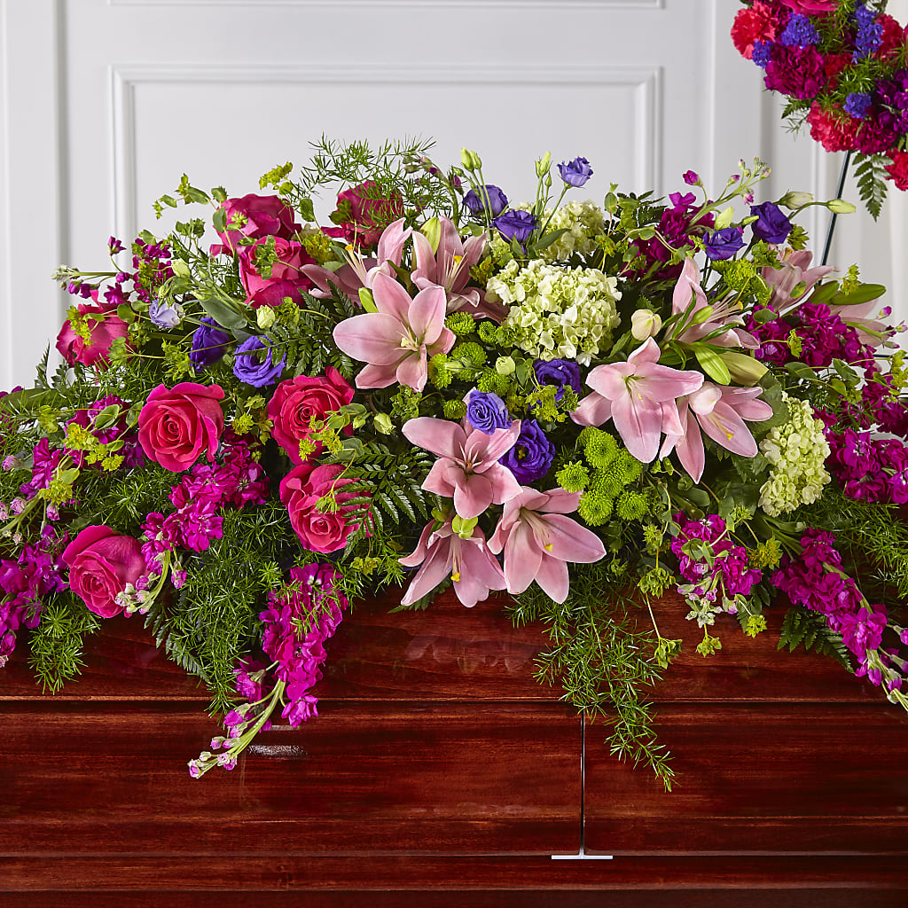 Radiant Tribute Casket Spray – MAGGIE'S FLORIST AND GIFTS, Decatur AL