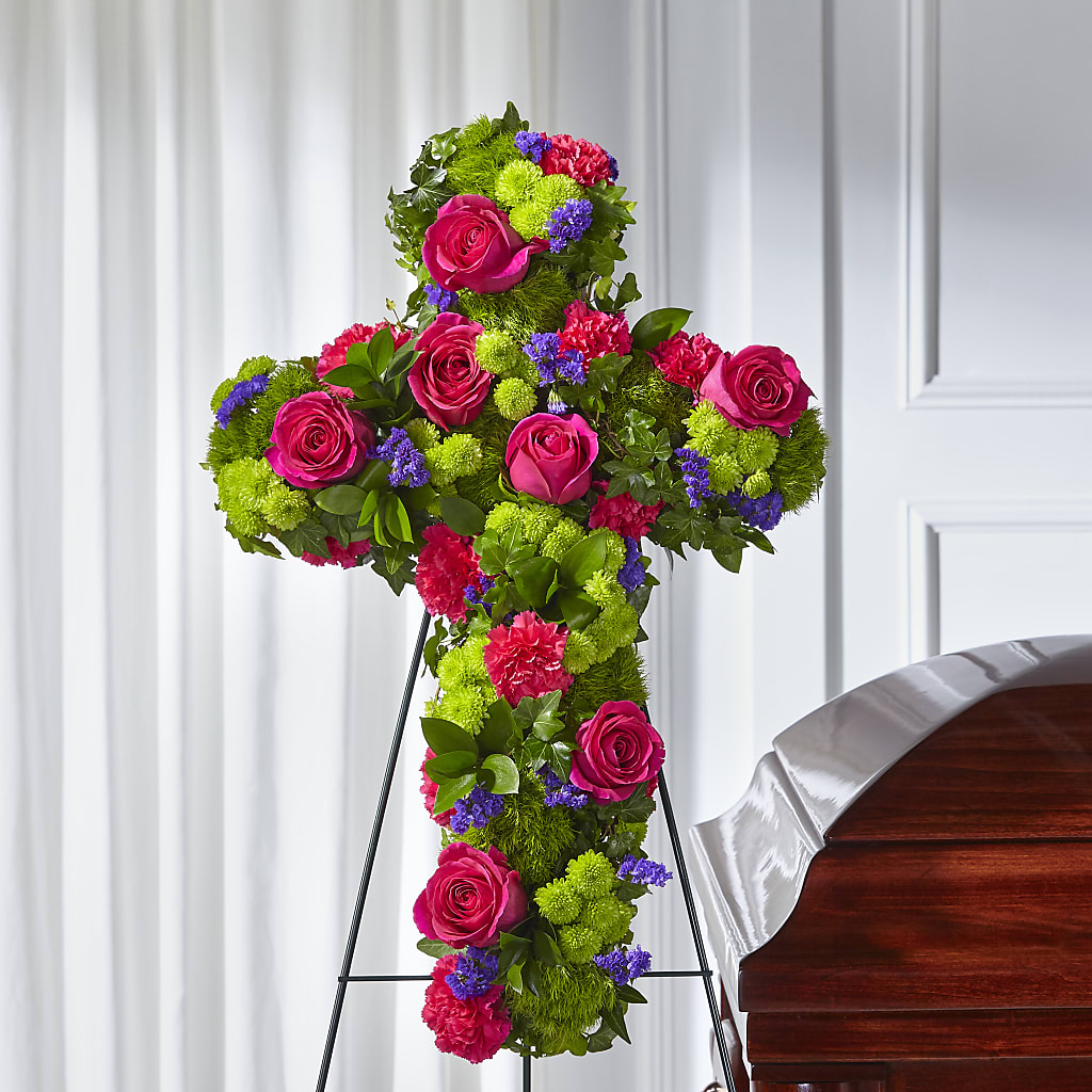 Tribute Rose Floral Cross – MAGGIE'S FLORIST AND GIFTS, Decatur AL