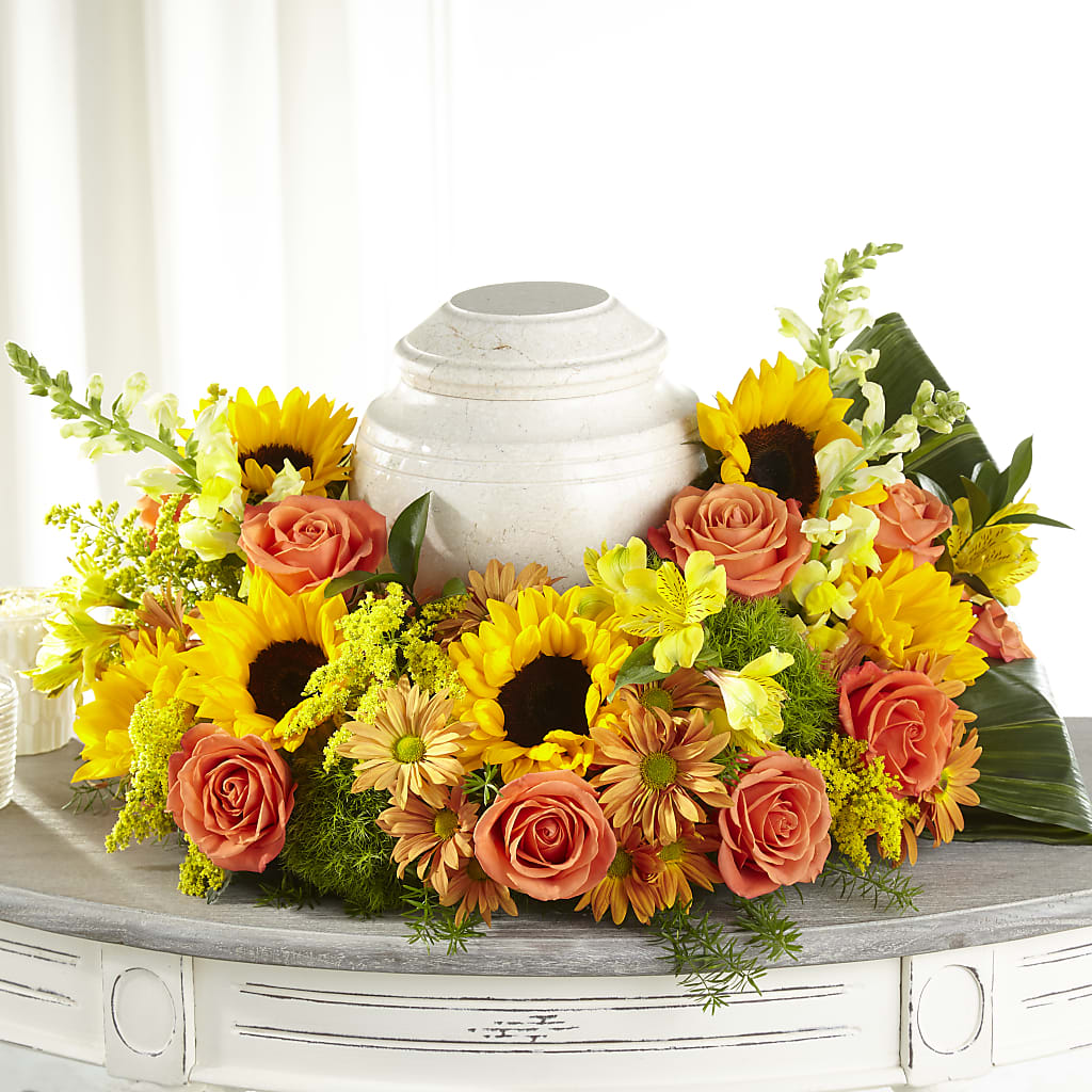 Faithful Sunflower Cremation Adornment – MAGGIE'S FLORIST AND GIFTS, Decatur AL