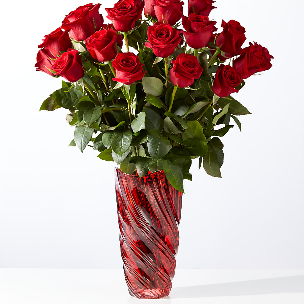 Classic Love Red Rose Bouquet with Luxe Swirl Vase – MAGGIE'S FLORIST AND GIFTS, Decatur AL