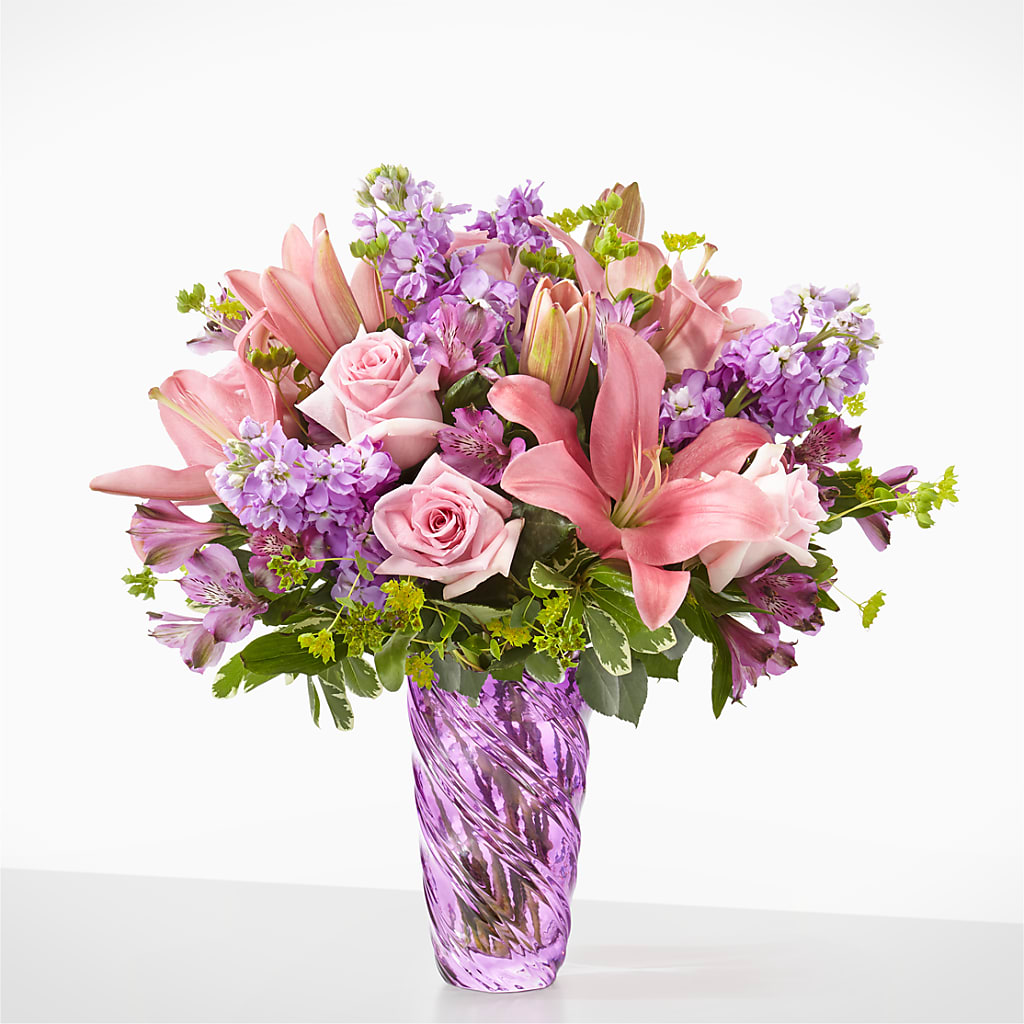 Precious Petals Bouquet with Luxe Swirl Vase – MAGGIE'S FLORIST AND GIFTS, Decatur AL