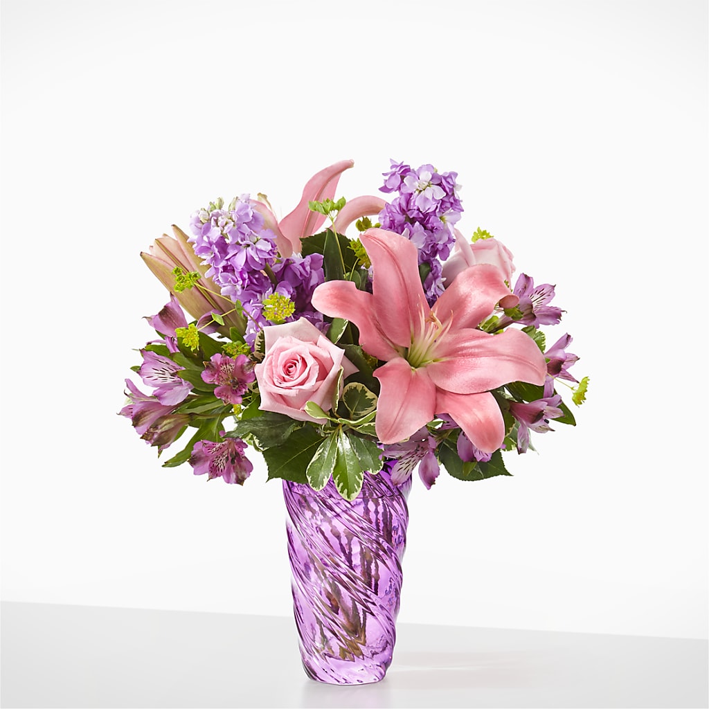Precious Petals Bouquet with Luxe Swirl Vase – MAGGIE'S FLORIST AND GIFTS, Decatur AL