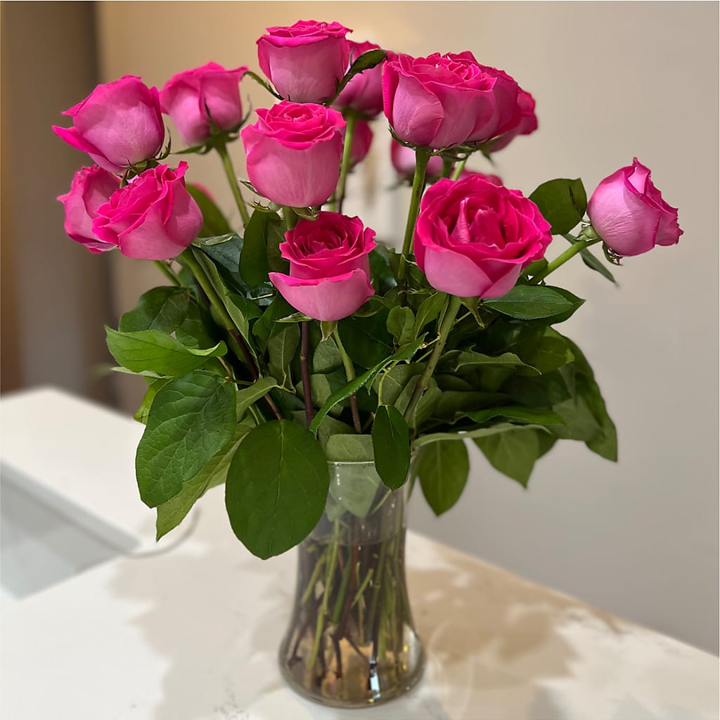 Long Stem Pink Rose Bouquet – MAGGIE'S FLORIST AND GIFTS, Decatur AL