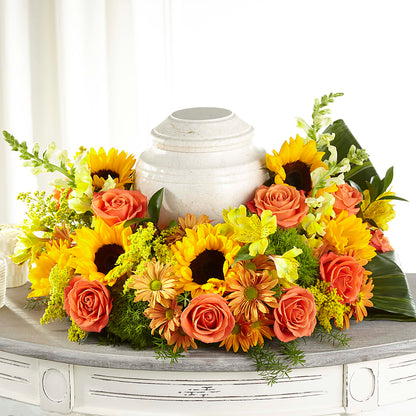 Faithful Sunflower Cremation Adornment – MAGGIE'S FLORIST AND GIFTS, Decatur AL