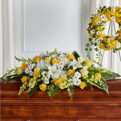 Golden Harmony Casket Spray – MAGGIE'S FLORIST AND GIFTS, Decatur AL