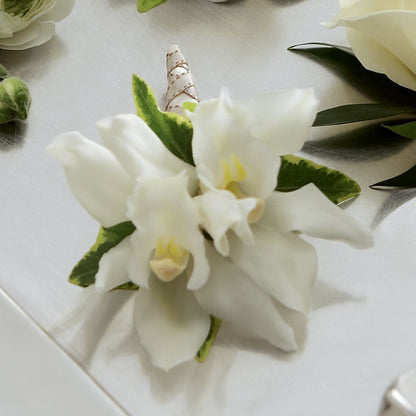 White Mini Cymbidium Boutonniere – MAGGIE'S FLORIST AND GIFTS, Decatur AL